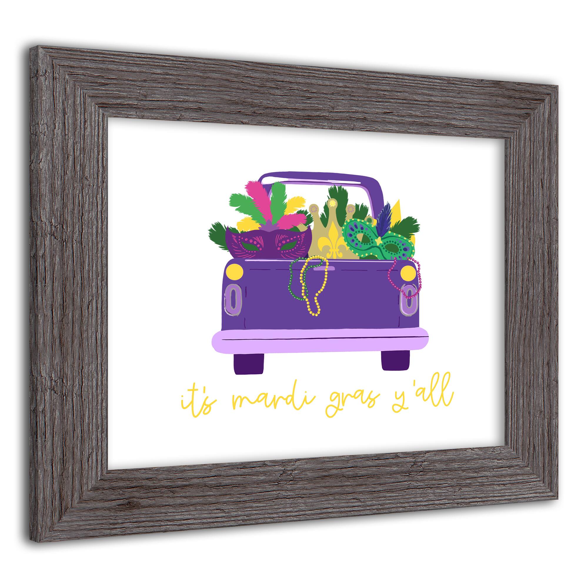 Truck Mardi Gras Yall Western Gray Framed Print